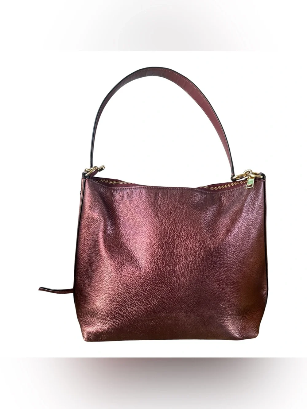 ⭐️ Coach Elle Hobo Metallic Cherry Burgundy Wine Leather Bag F87825 🍁 🍂 🍃